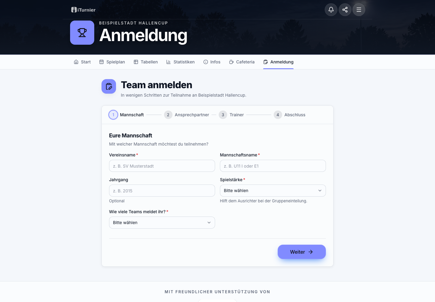Öffentliches Anmeldeformular