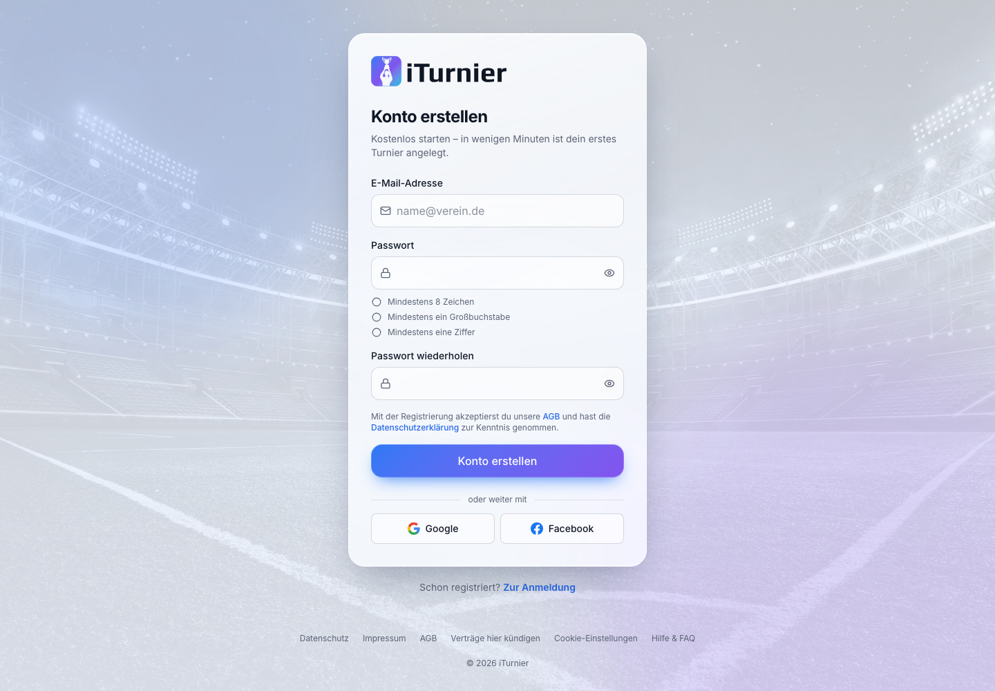 Registrierung eines iTurnier-Kontos
